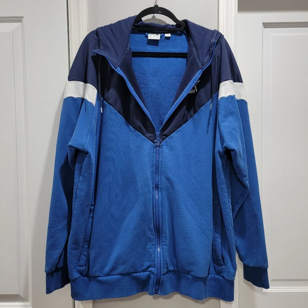 Puma Men's Iconic MCS Full Zip Hoodie Galaxy Blue